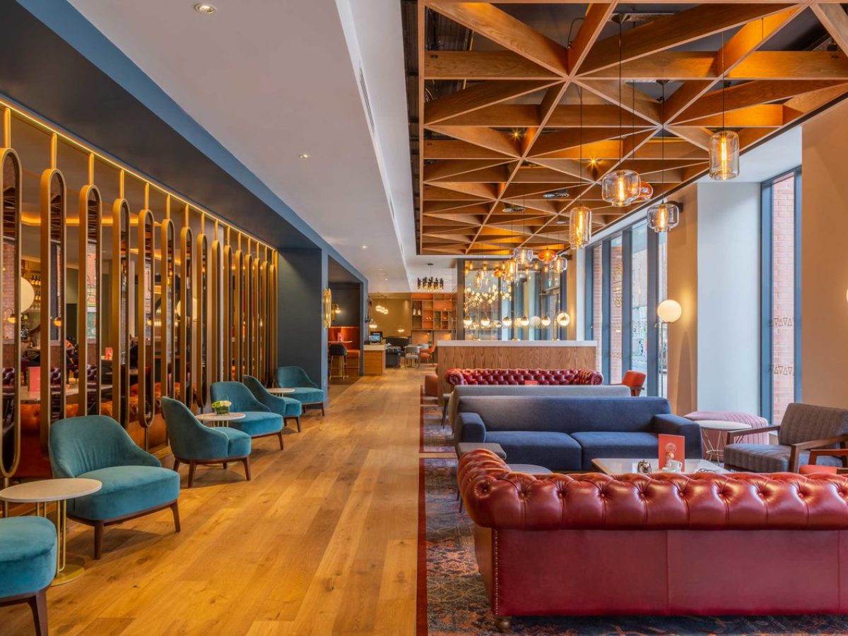 a room filled with furniture and a table